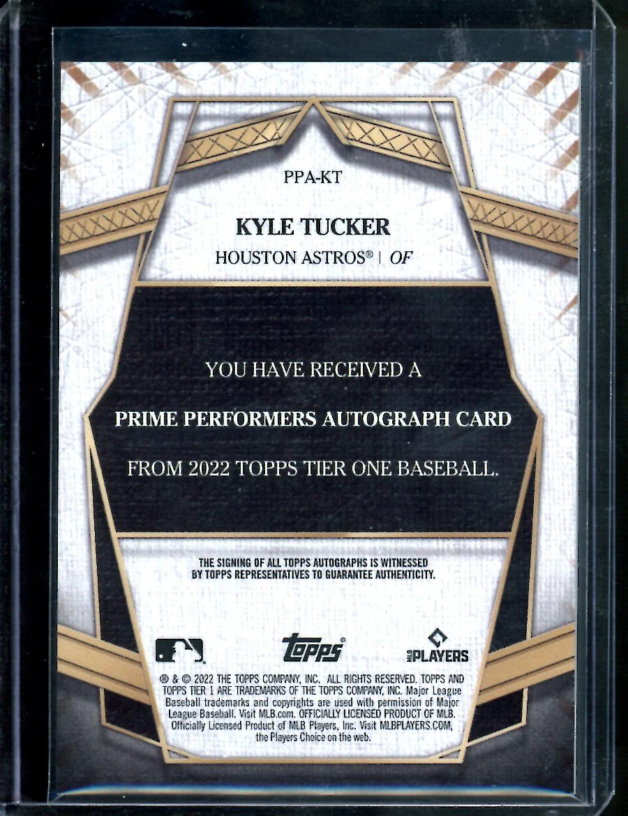 2022 Topps Tier One Kyle Tucker Auto /299 Astros - Image 2