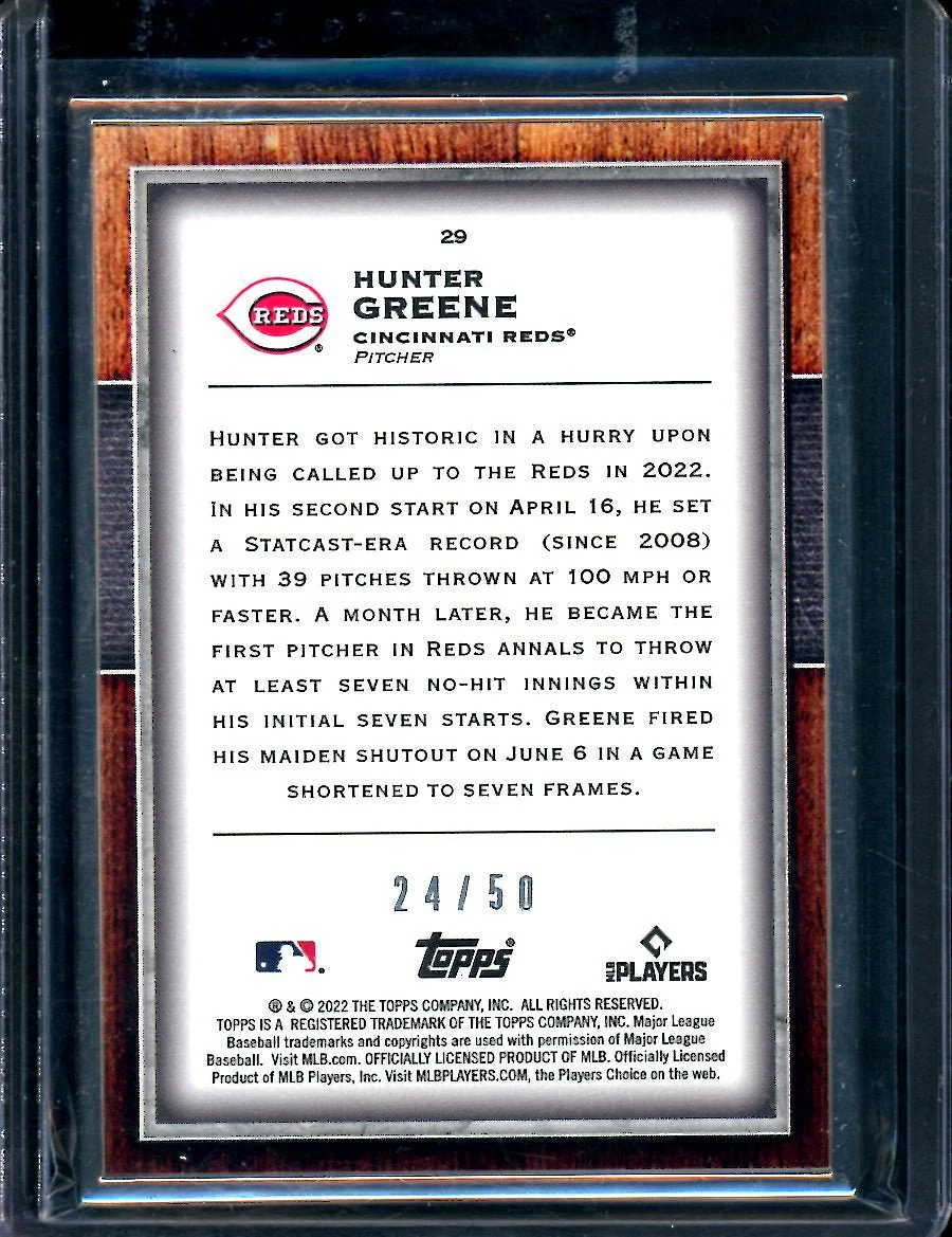 2022 Topps Transcendent Hunter Greene Rookie /50 Reds - Image 2