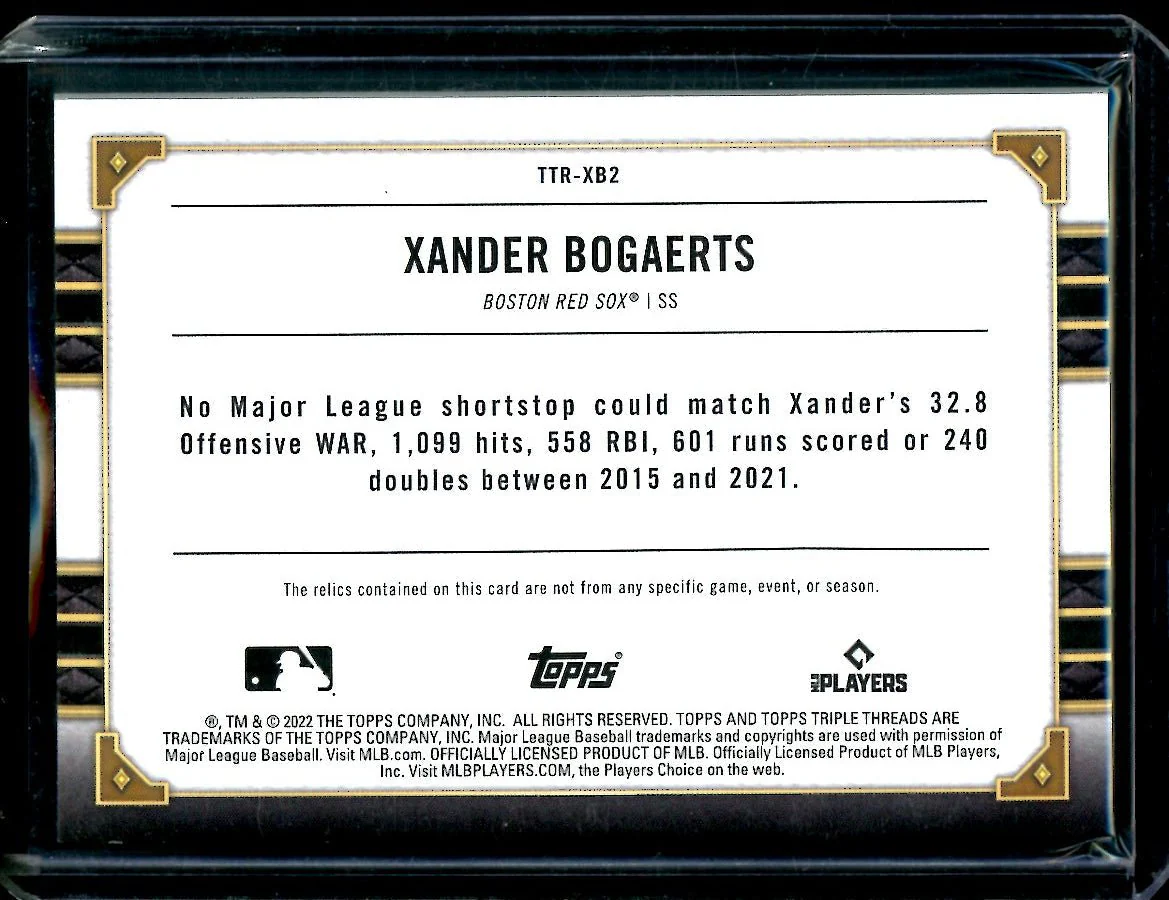 2022 Topps Triple Threads Xander Bogaerts Game Used Patch /3 Red Sox - Image 2