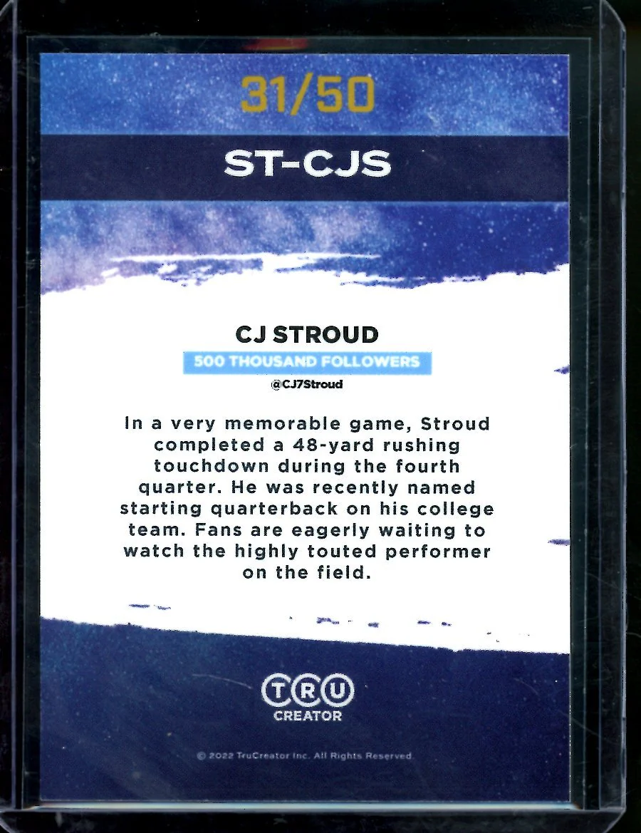 2022 TruCreator C.J. Stroud Blue Ice /50 Ohio State - Image 2