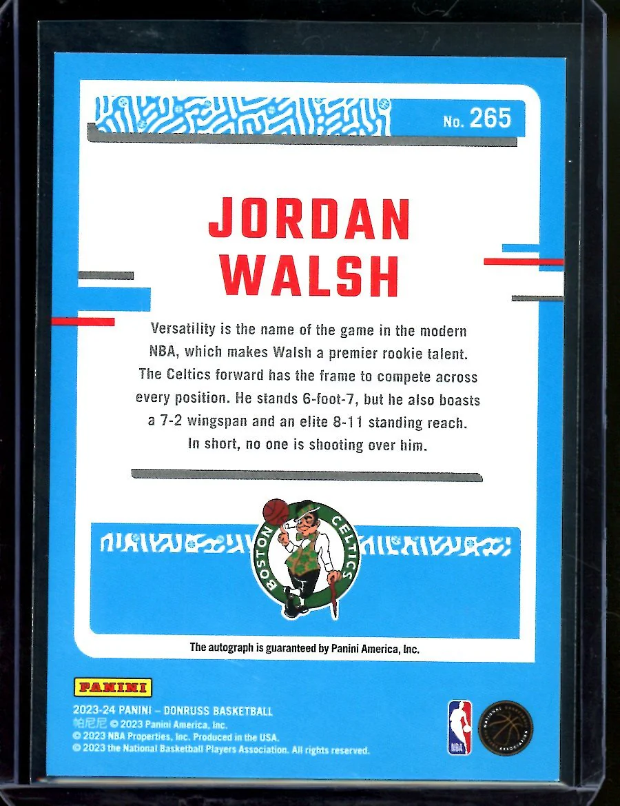 2023/24 Panini Donruss Choice Jordan Walsh Rookie Auto Blue /49 Celtics - Image 2