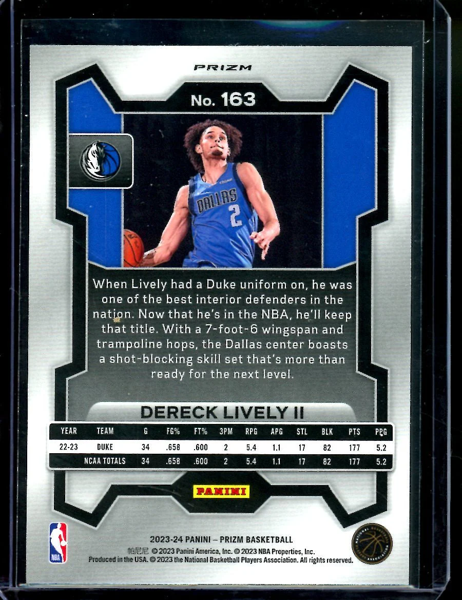 2023/24 Panini Prizm Dereck Lively II Rookie Red Wave Mavericks - Image 2