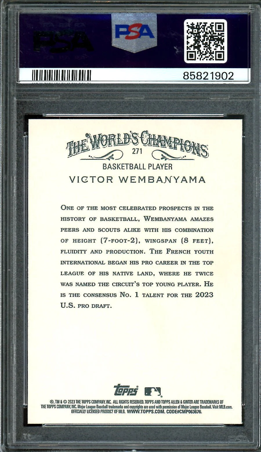 2023 Allen & Ginter Victor Wembanyama Rookie PSA 10 Spurs - Image 2