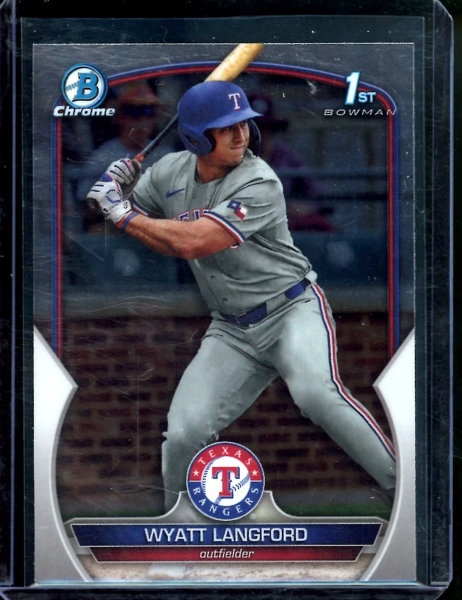 2023 Bowman Chrome Wyatt Langford 1st Bowman Rangers