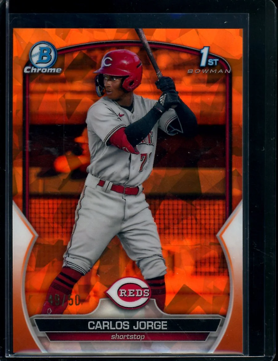 2023 Bowman Sapphire Carlos Jorge 1st Bowman Orange /50 Reds