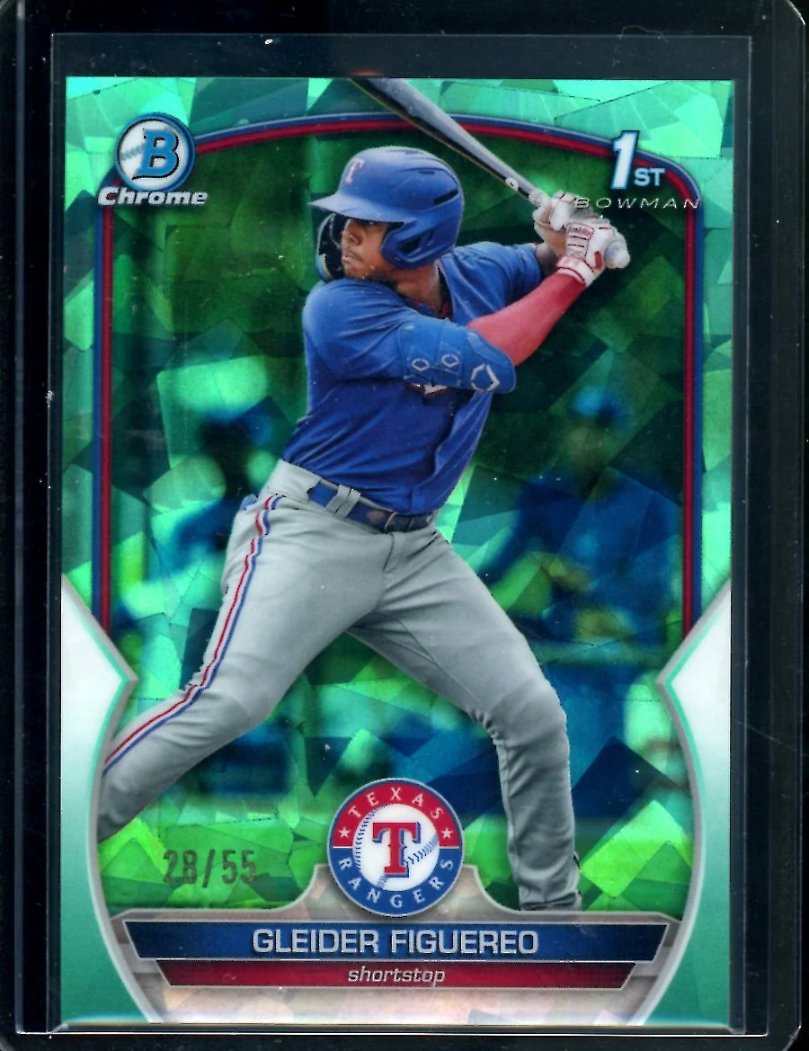 2023 Bowman Sapphire Gleider Figuereo 1st Bowman Aqua /55 Rangers