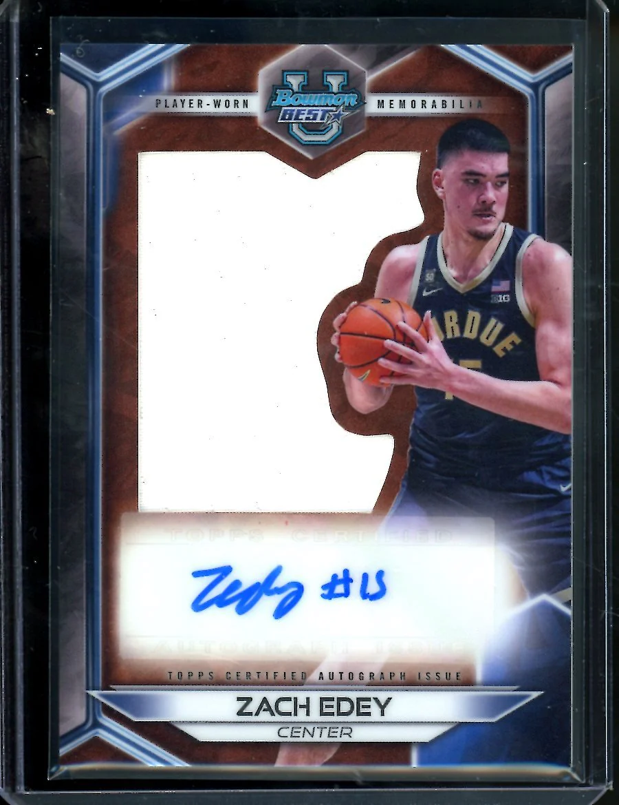 2023 Bowman University Best Zach Edey Patch Auto Purdue