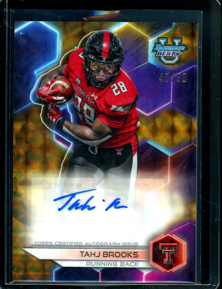 2023 Bowman's Best Tahj Brooks Auto Gold /50 Texas Tech