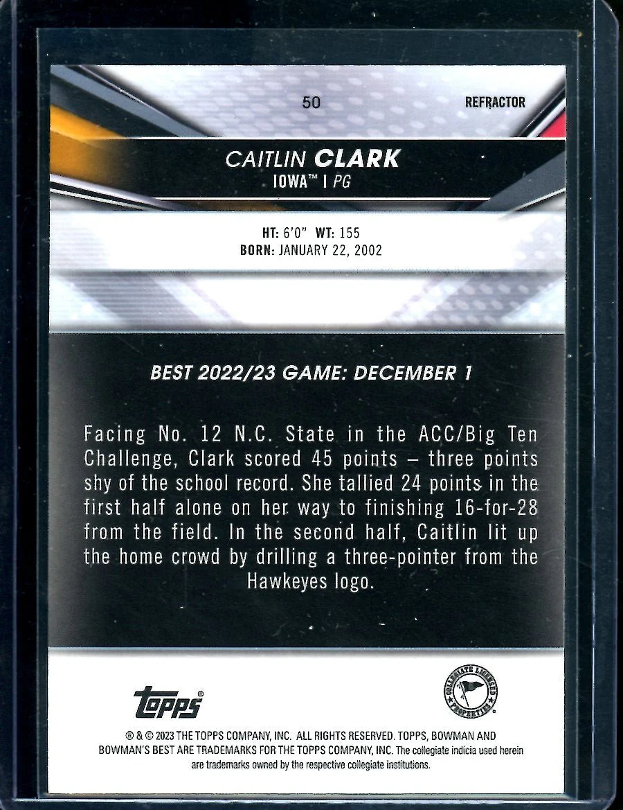 2023 Bowmans Best University Caitlin Clark Refractor Iowa - Image 2
