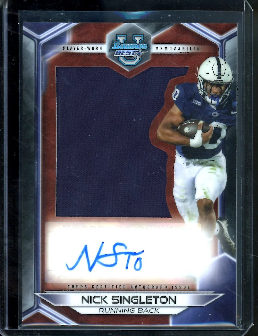 2023 Bowman's Best University Nick Singleton Patch Auto Penn State