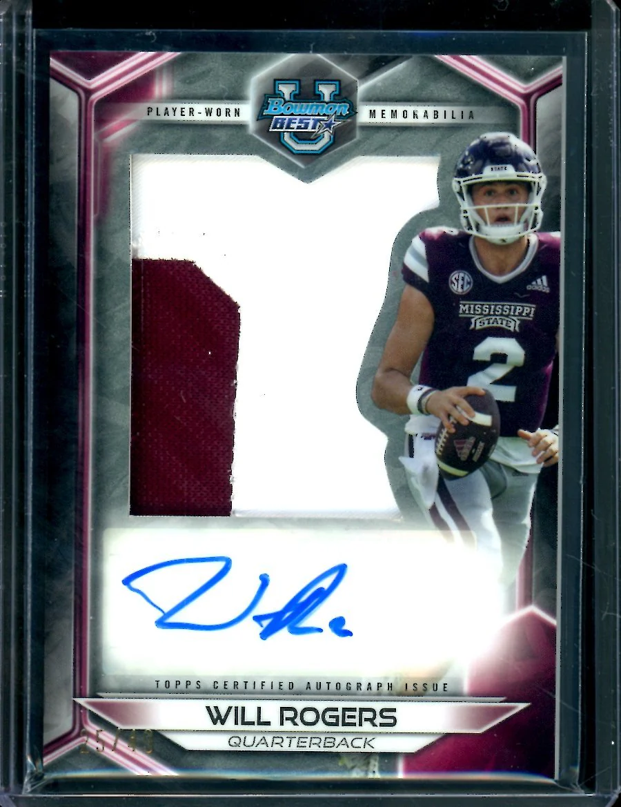 2023 Bowman's Best University Will Rogers Patch Auto /49 Mississippi State