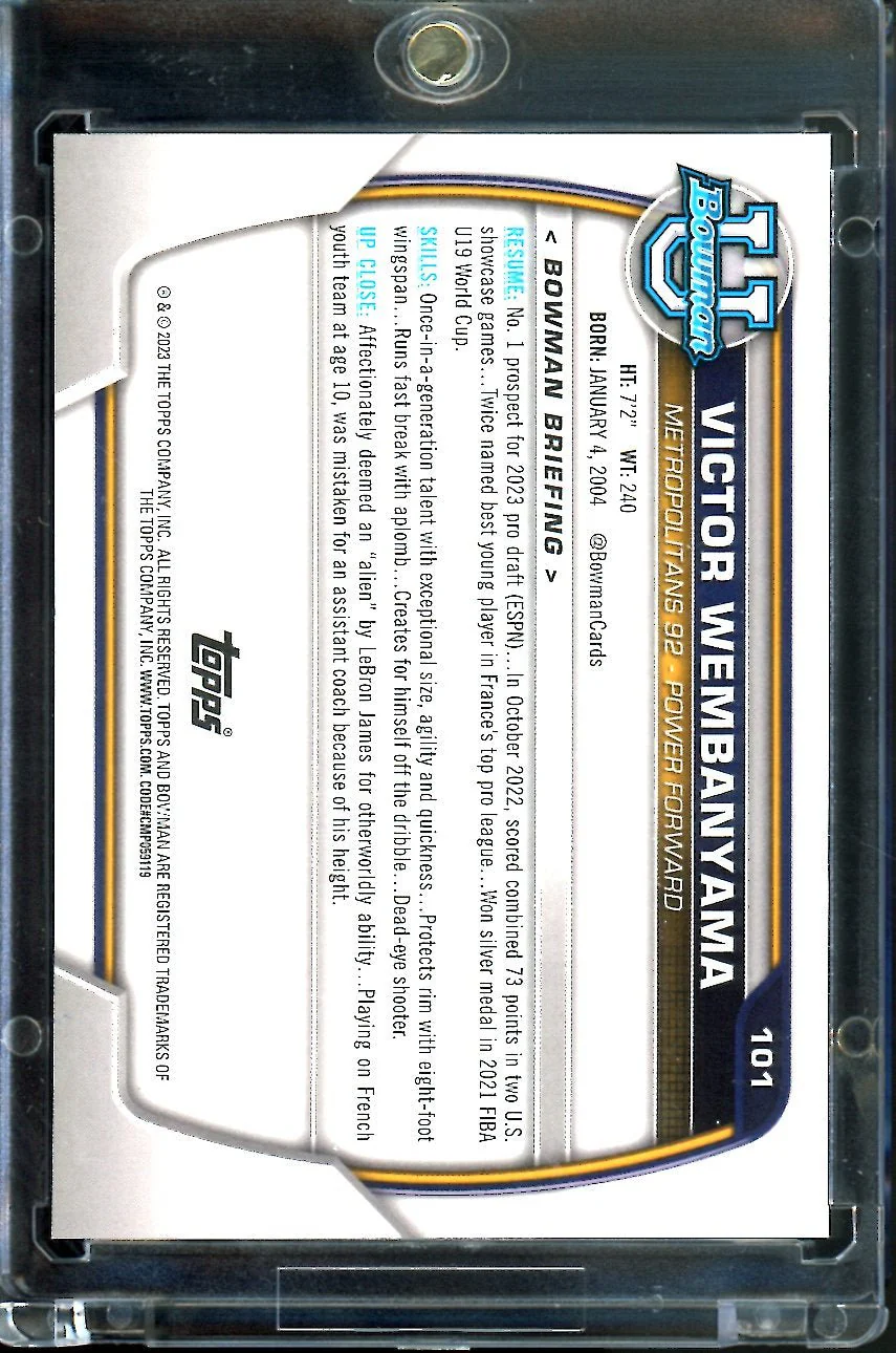 2023 Bowmans University Victor Wembanyama 1st Bowman SP Spurs - Image 2