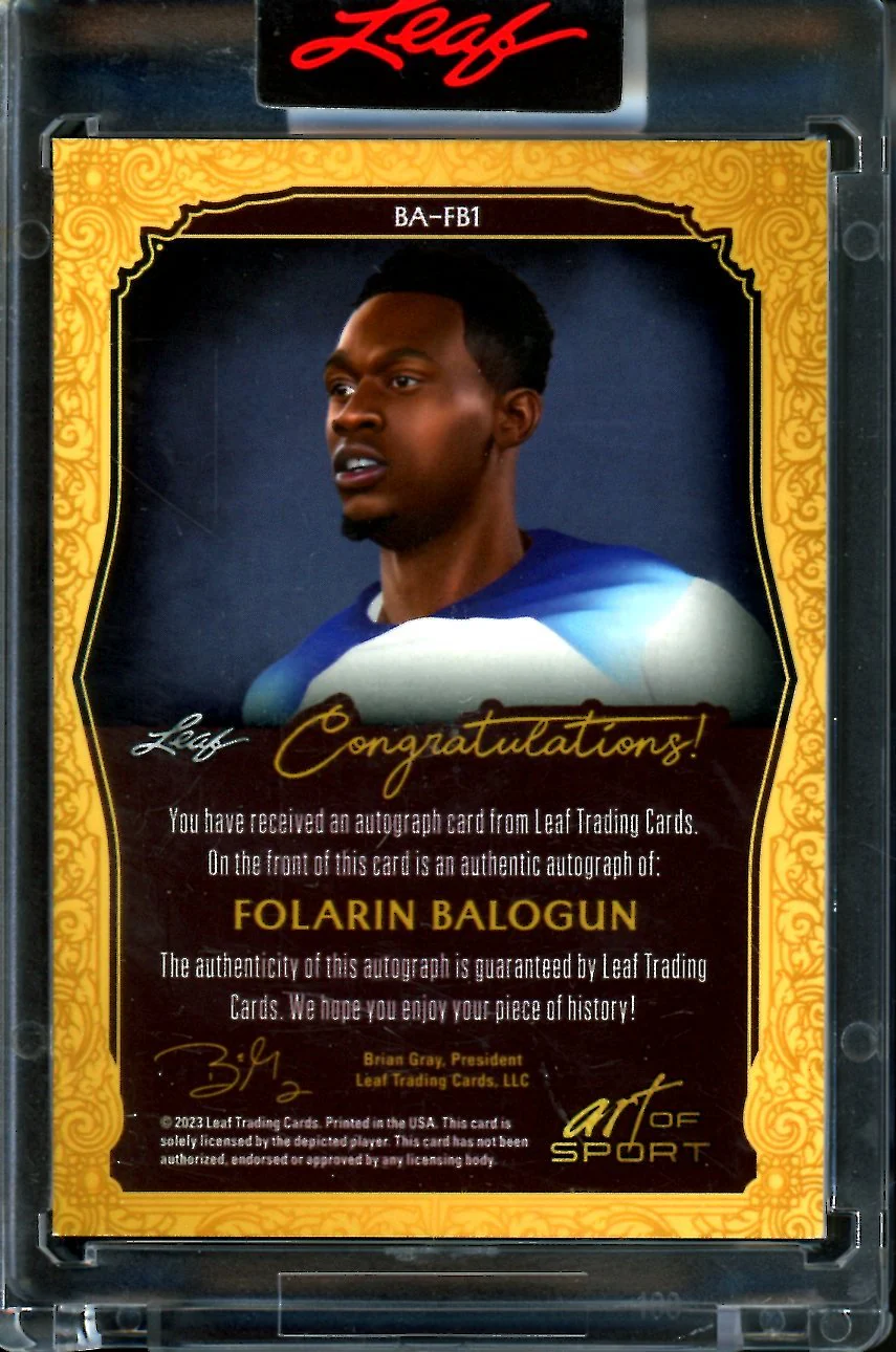 2023 Leaf Art of Sport Folarin Balogun Auto /35 Soccer - Image 2