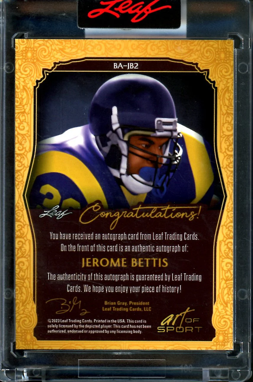 2023 Leaf Art of Sport Jerome Bettis Auto /7 Rams - Image 2