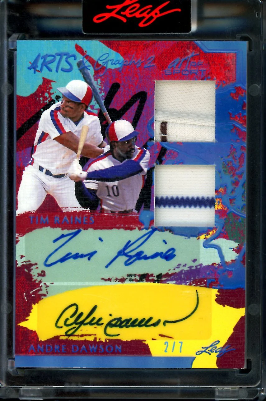 2023 Leaf Art of Sport Tim Raines/Andre Dawson Arts & Graphs Dual Patch Auto /7 Nationals