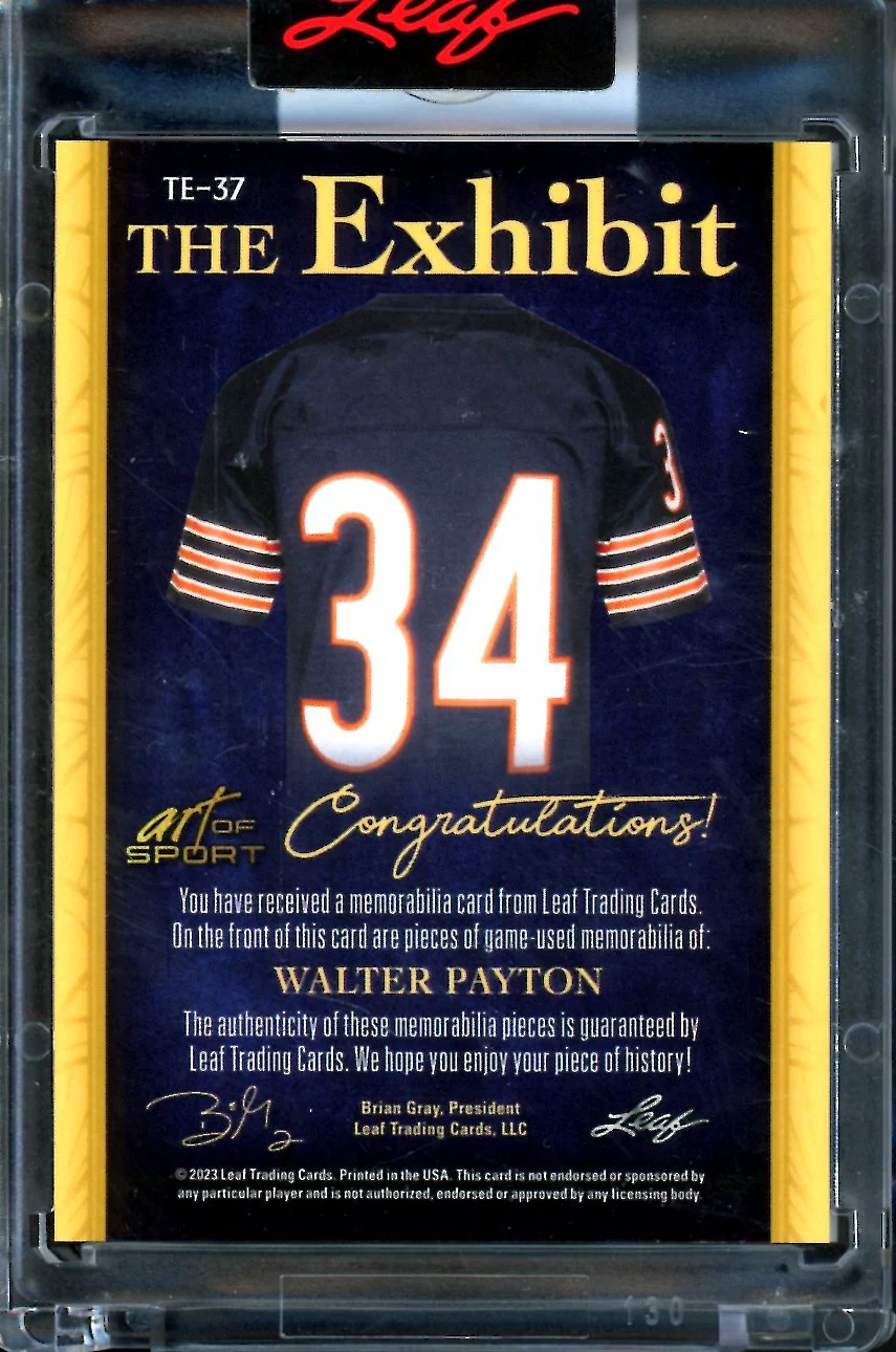 2023 Leaf Art of Sport Walter Payton The Exhibit Game-Used Patch /25 Bears - Image 2