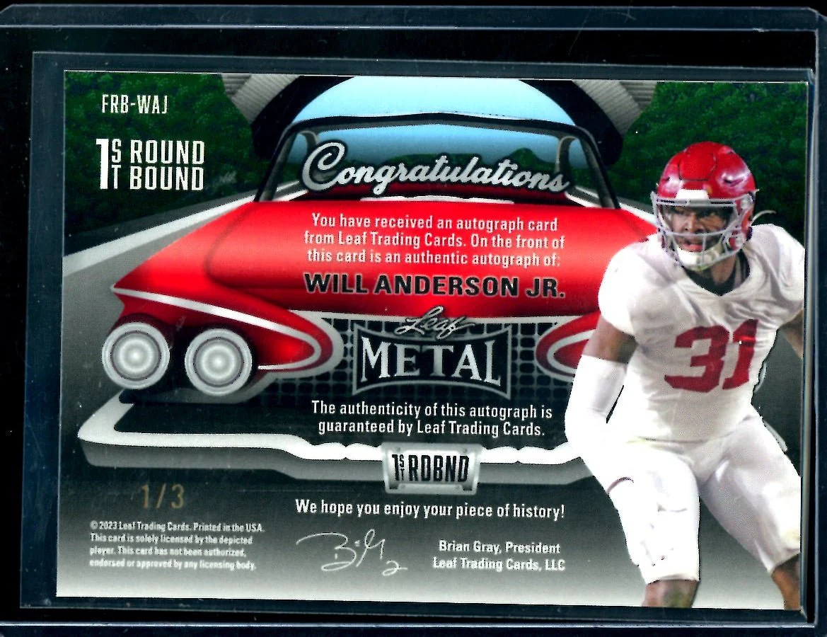 2023 Leaf Metal Will Anderson Jr. 1st Round Bound Auto /3 Alabama - Image 2