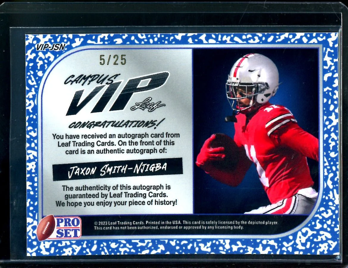 2023 Leaf Pro Set Metal Jaxon Smith-Njigba Campus VIP Auto /25 Ohio State - Image 2
