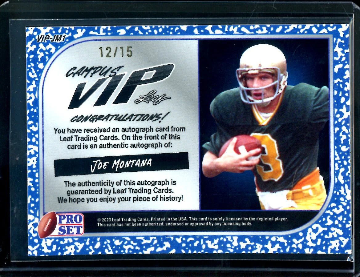 2023 Leaf Pro Set Metal Joe Montana Campus VIP Auto /15 Notre Dame - Image 2