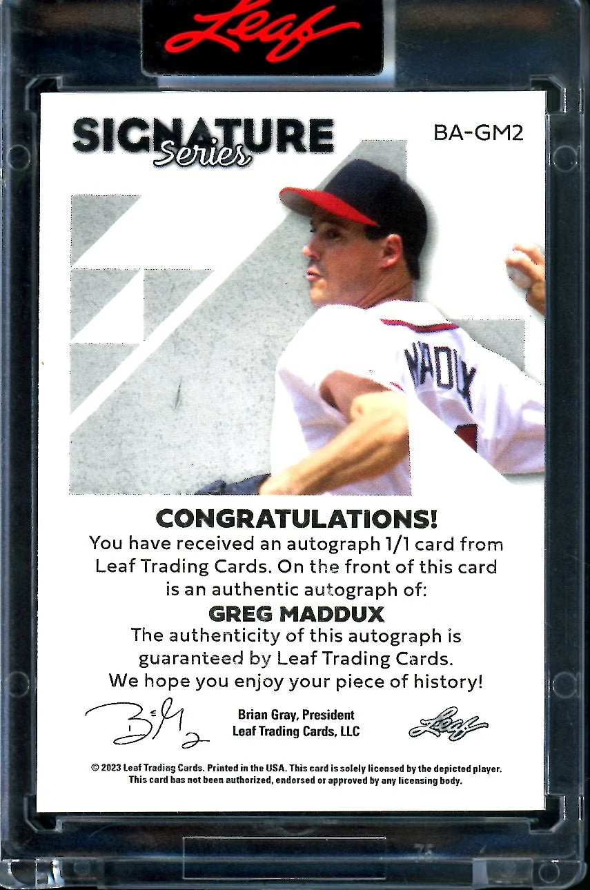 2023 Leaf Signature Series Greg Maddux Auto 1/1 Braves - Image 2