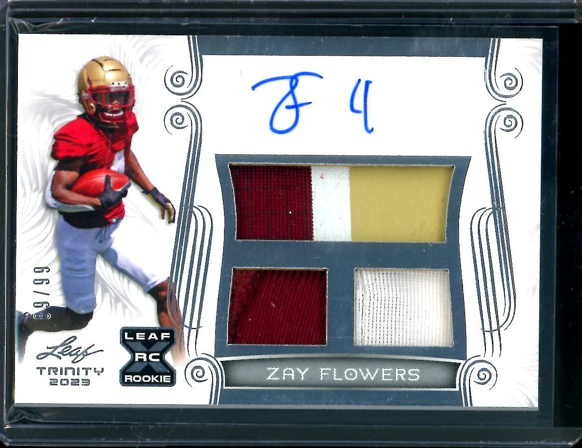 2023 Leaf Trinity Football Zay Flowers XRC Patch Auto /99 Boston College