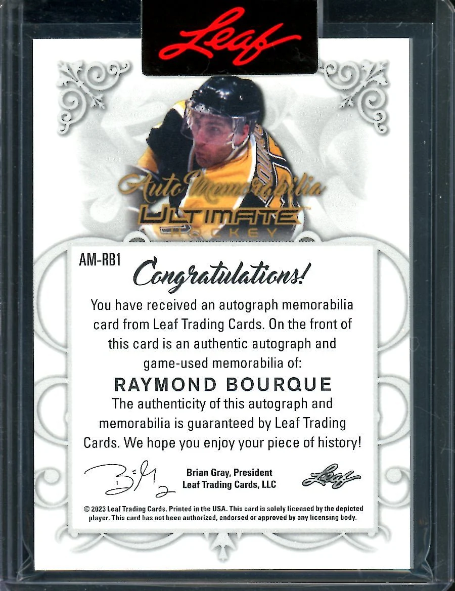 2023 Leaf Ultimate Hockey Raymond Bourque Patch Auto /5 - Image 2