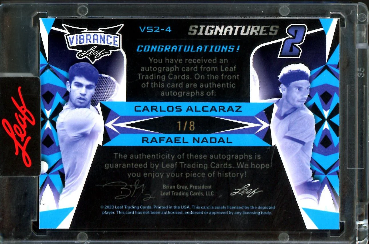 2023 Leaf Vibrance Carlos Alcaraz/Rafael Nadal Dual Auto /8 Tennis - Image 2