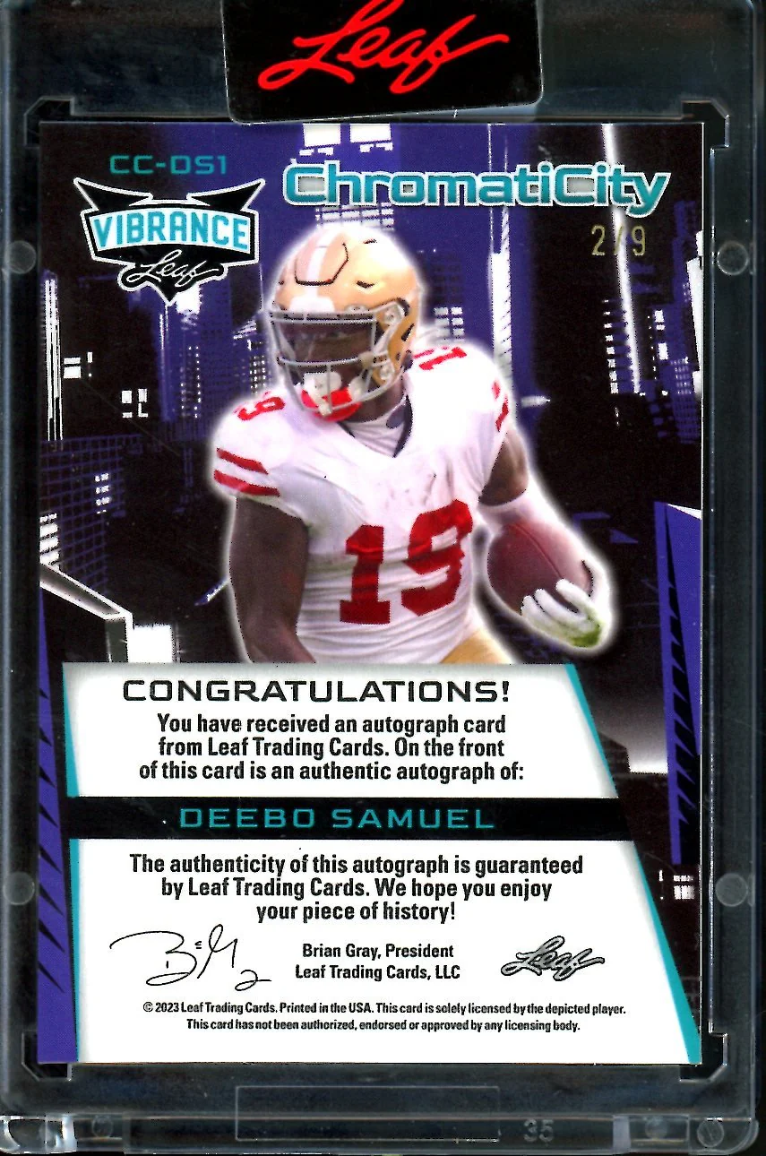 2023 Leaf Vibrance Deebo Samuel ChromatiCity Auto Green /9 49ers - Image 2