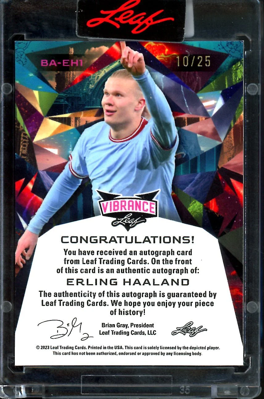2023 Leaf Vibrance Erling Haaland Auto Blue /25 Manchestser City - Image 2