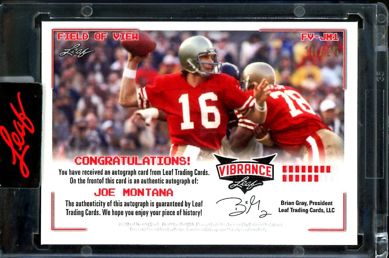 2023 Leaf Vibrance Joe Montana Field of View Auto /25 49ers - Image 2