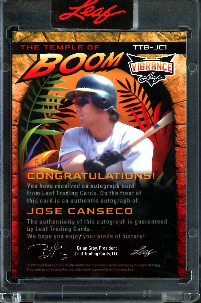 2023 Leaf Vibrance Jose Canseco The Temple of Boom Auto /7 - Image 2