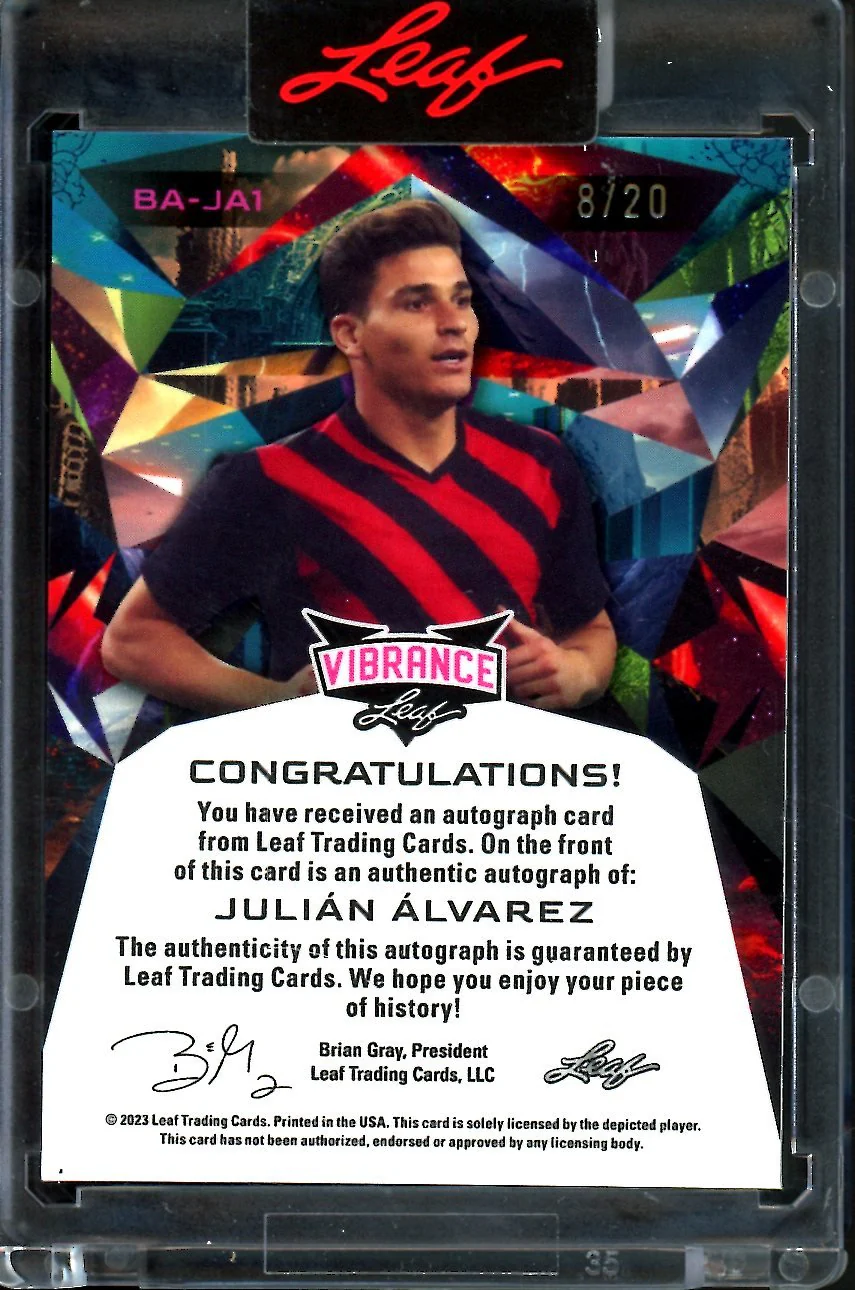 2023 Leaf Vibrance Julian Alvarez Blue Auto /20 Manchester City - Image 2