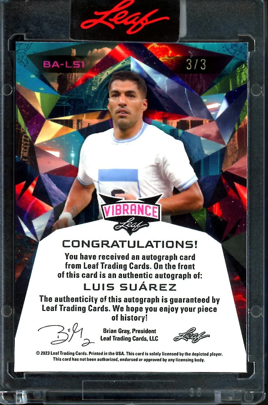 2023 Leaf Vibrance Luis Suarez Blue Shimmer Auto /3 Uruguay - Image 2