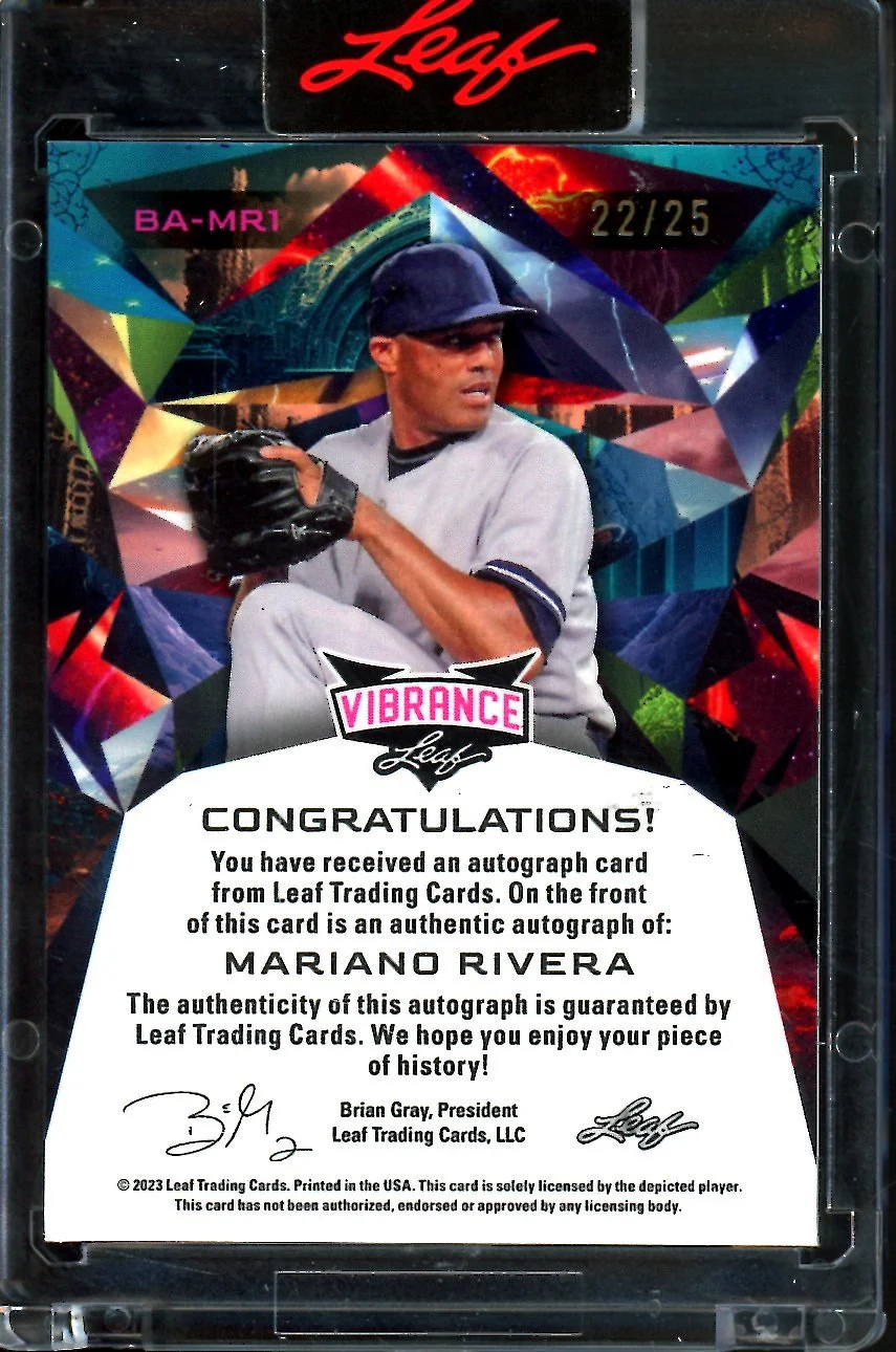 2023 Leaf Vibrance Mariano Rivera Auto /25 Yankees - Image 2