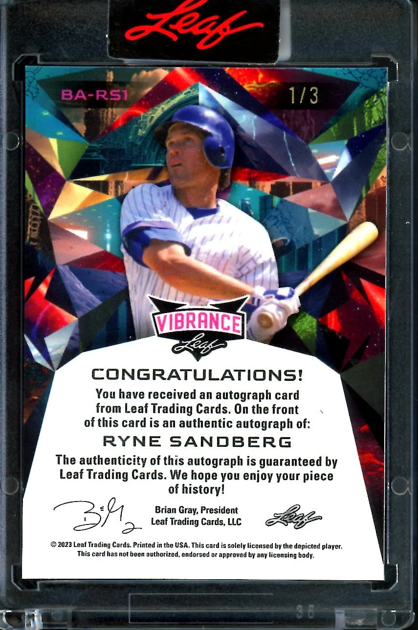 2023 Leaf Vibrance Ryne Sandberg Auto /3 Cubs - Image 2