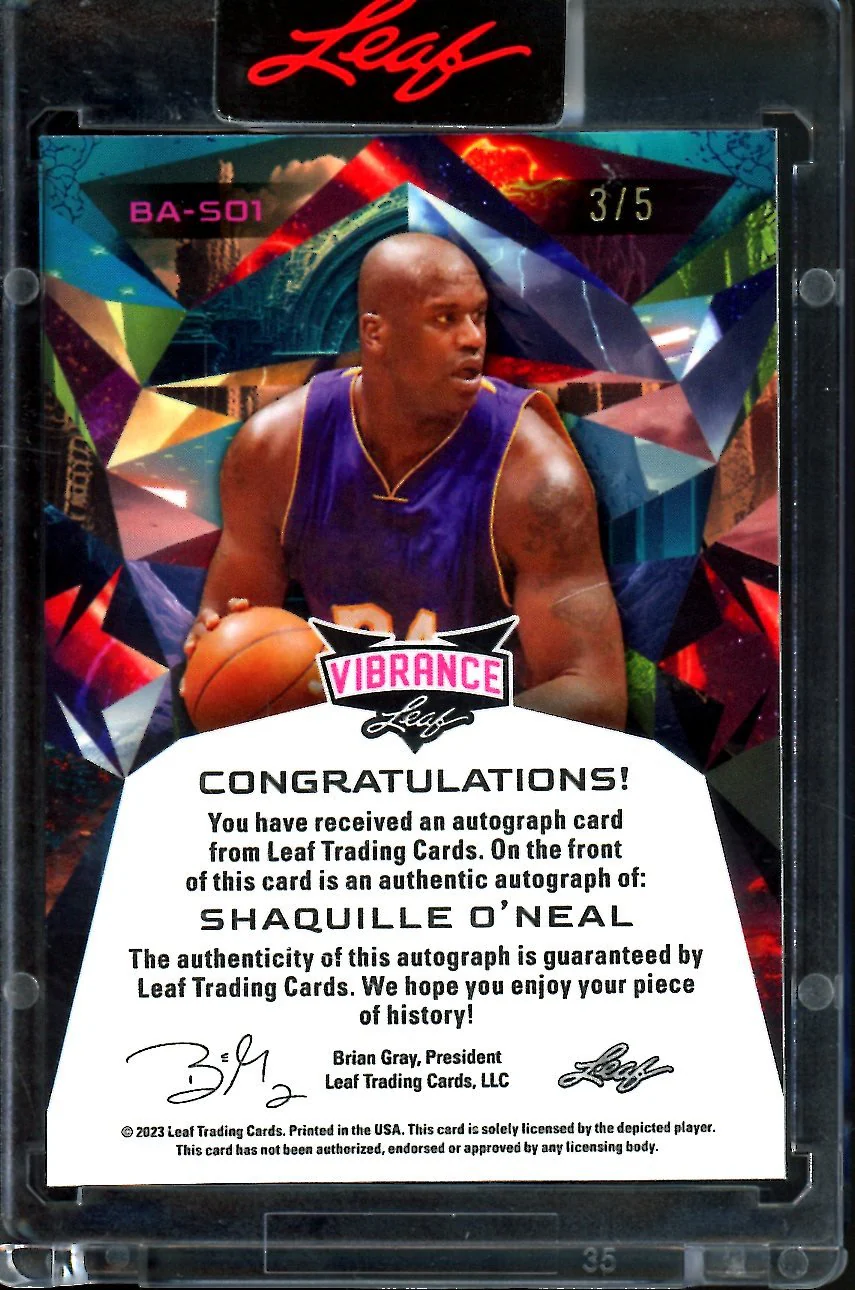2023 Leaf Vibrance Shaquille O'Neal Auto /5 Lakers - Image 2