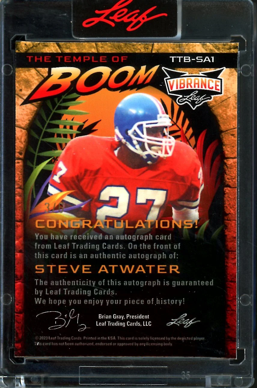 2023 Leaf Vibrance Steve Atwater The Temple of Boom Auto /6 Broncos - Image 2