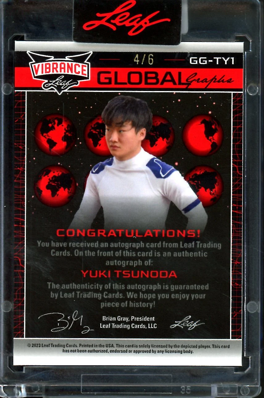 2023 Leaf Vibrance Yuki Tsunoda Global Graphs Auto Orange /6 - Image 2