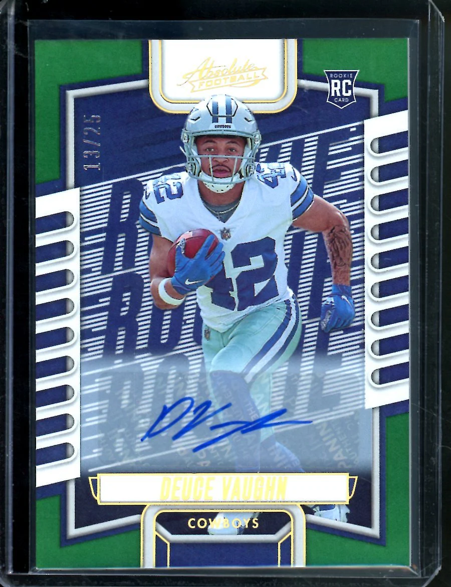2023 Panini Absolute Deuce Vaughn Rookie Auto Green /25 Cowboys