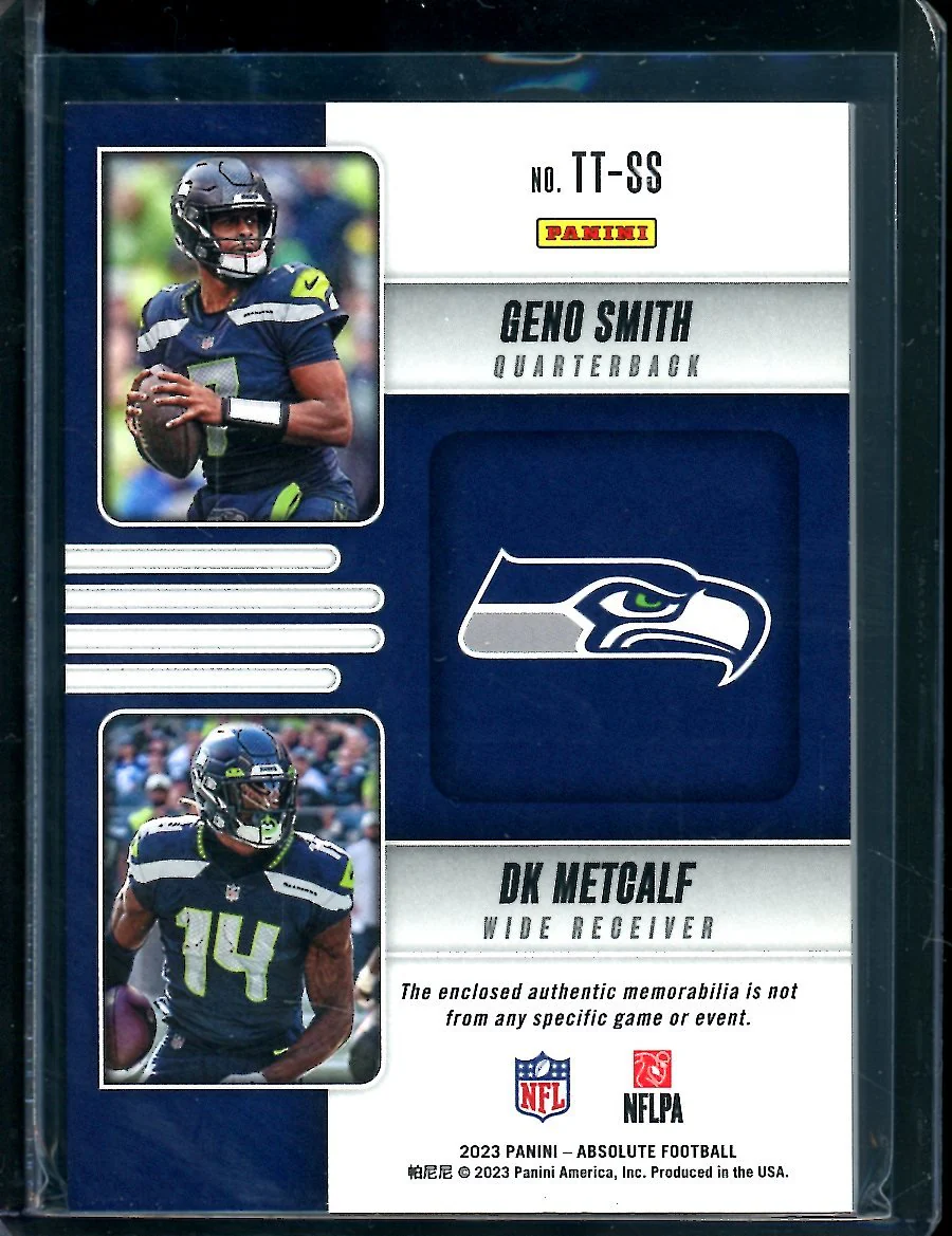 2023 Panini Absolute Geno Smith/DK Metcalf Team Tandem Dual Patch /49 Seahawks - Image 2