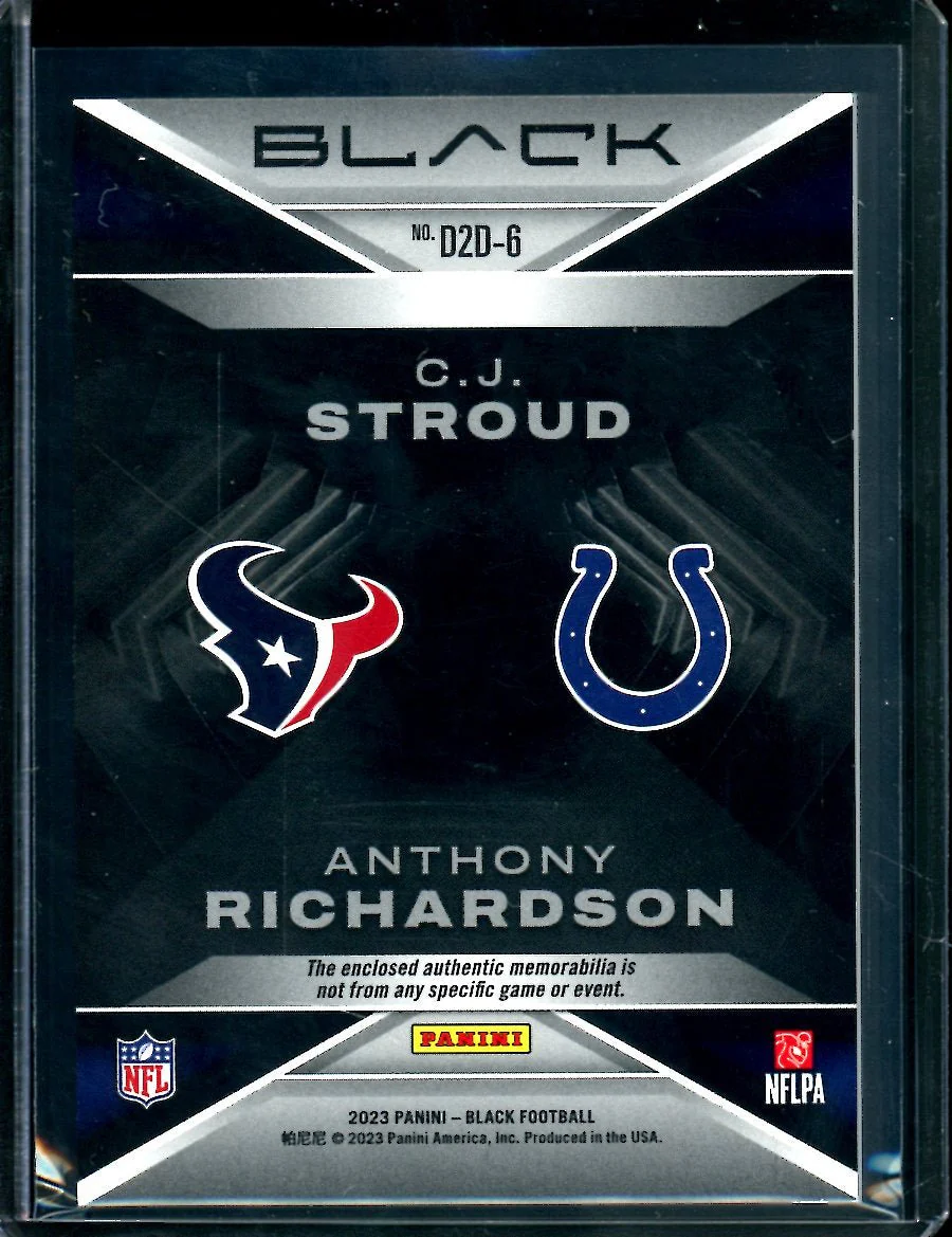2023 Panini Black C.J. Stroud/Anthony Richardson Rookie Dusk 2 Dawn Patch /150 - Image 2