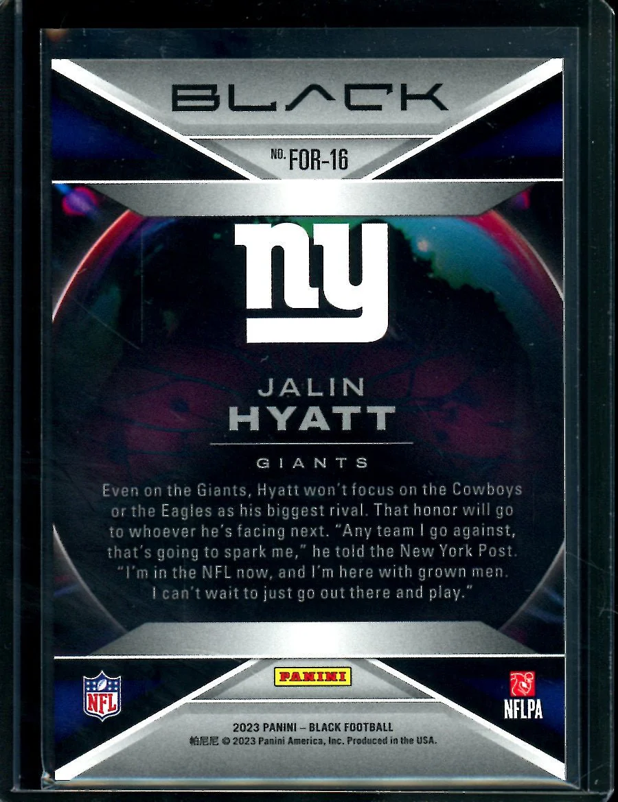 2023 Panini Black Jalin Hyatt Rookie Forcefield SSP Giants - Image 2