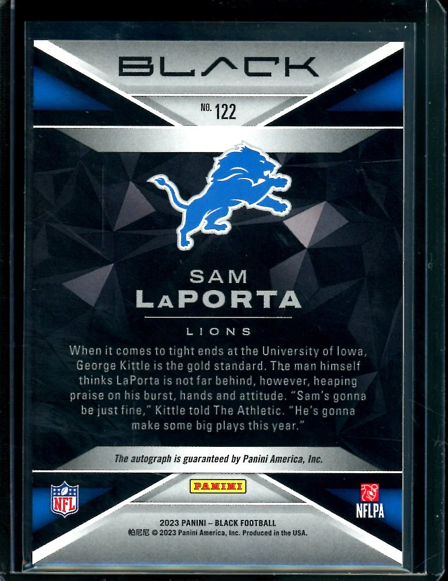 2023 Panini Black Sam LaPorta Rookie Auto /50 Lions - Image 2