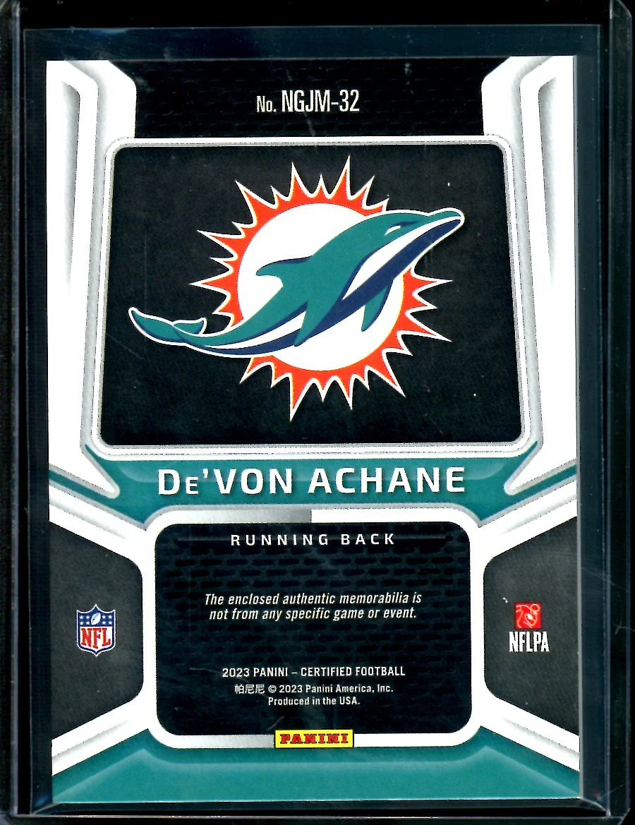 2023 Panini Certified De'Vona Achane New Generation Rookie Patch Pink /299 Dolphins - Image 2