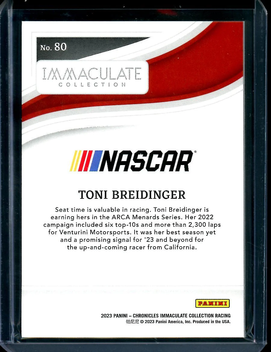 2023 Panini Chronicles Racing Immaculate Toni Breidinger Silver Holo /10 NASCAR - Image 2