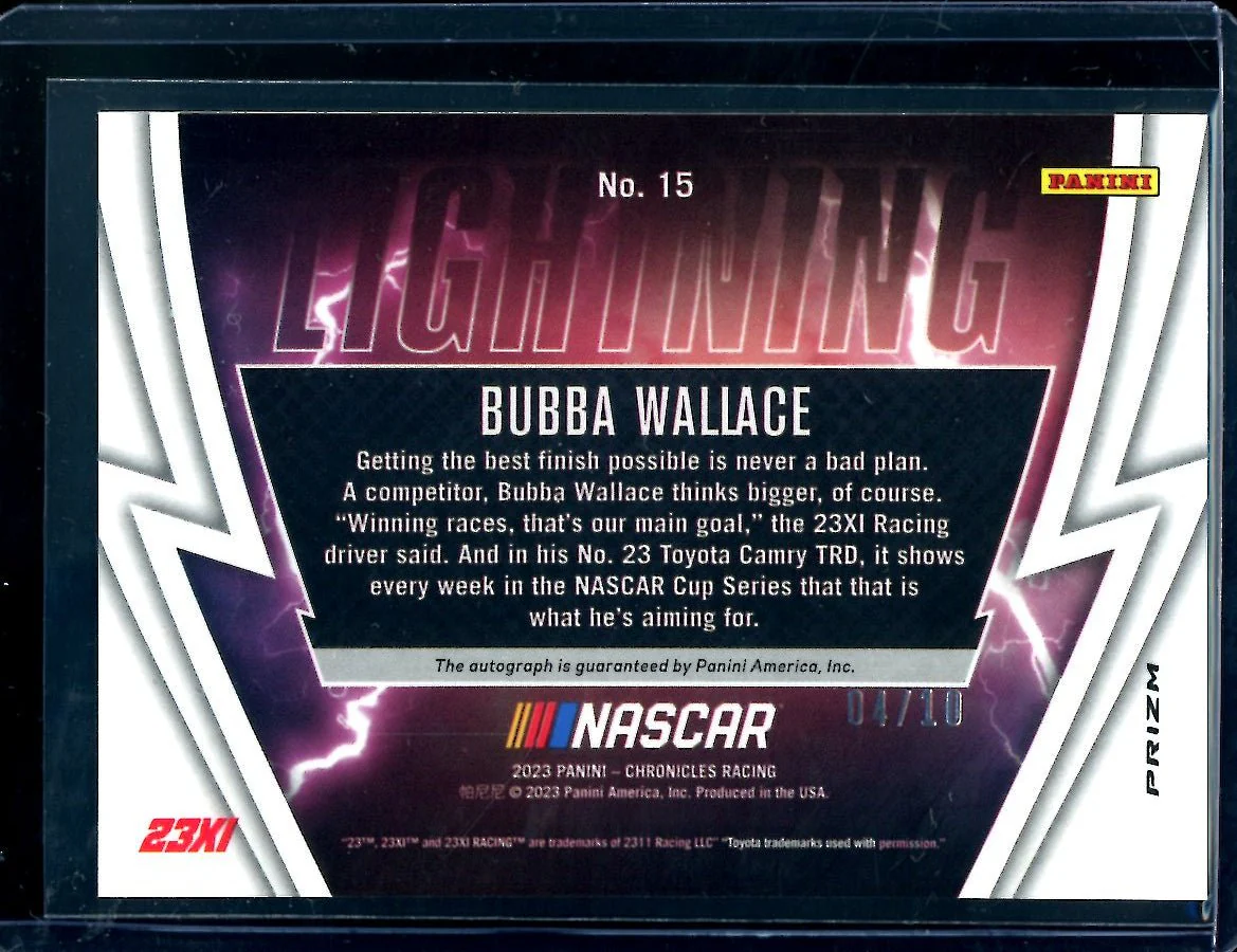 2023 Panini Chronicles Racing Prizm Bubba Wallace Auto Gold /10 NASCAR - Image 2