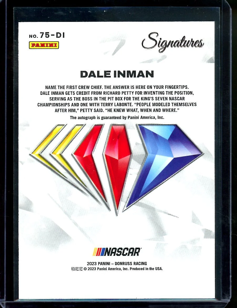2023 Panini Donruss Dale Inman 75th Anniversary Signatures Auto NASCAR - Image 2