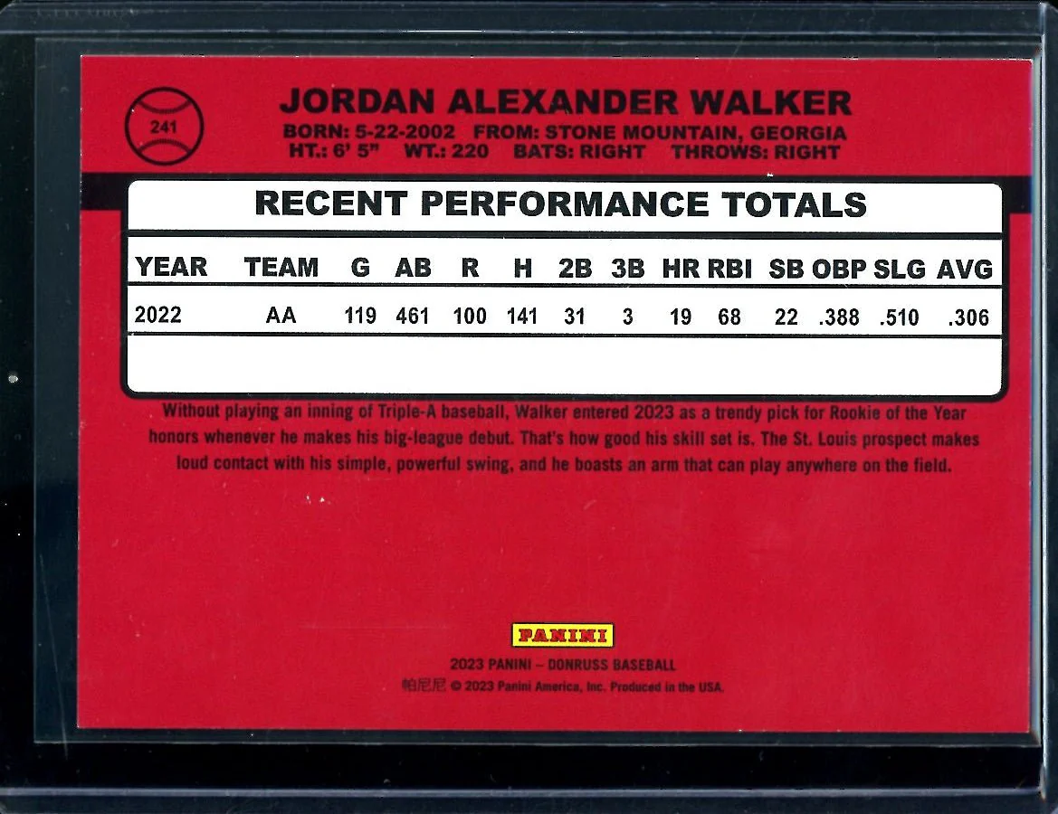 2023 Panini Donruss Jordan Walker /25 Cardinals - Image 2