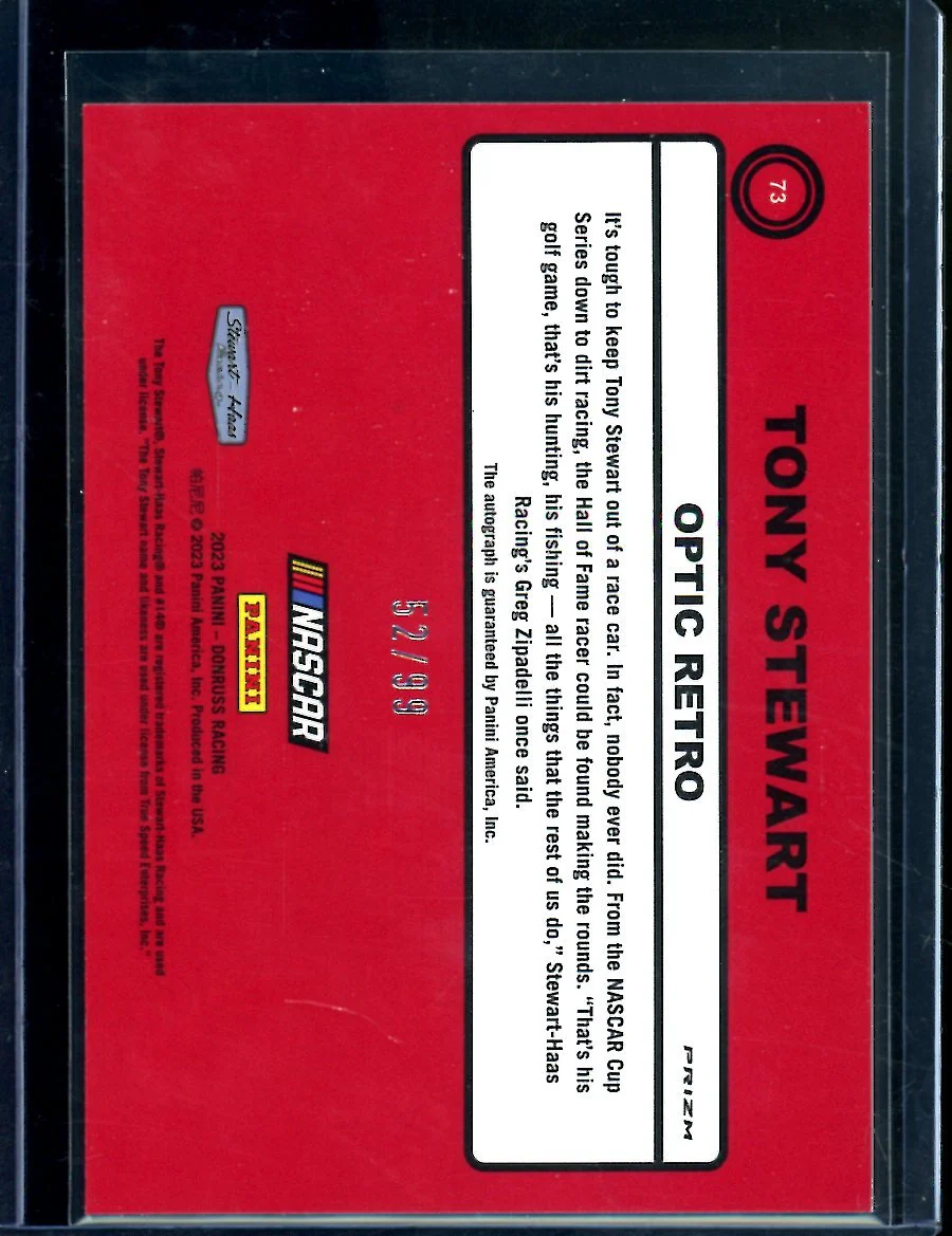 2023 Panini Donruss Tony Stewart Auto /99 NASCAR - Image 2