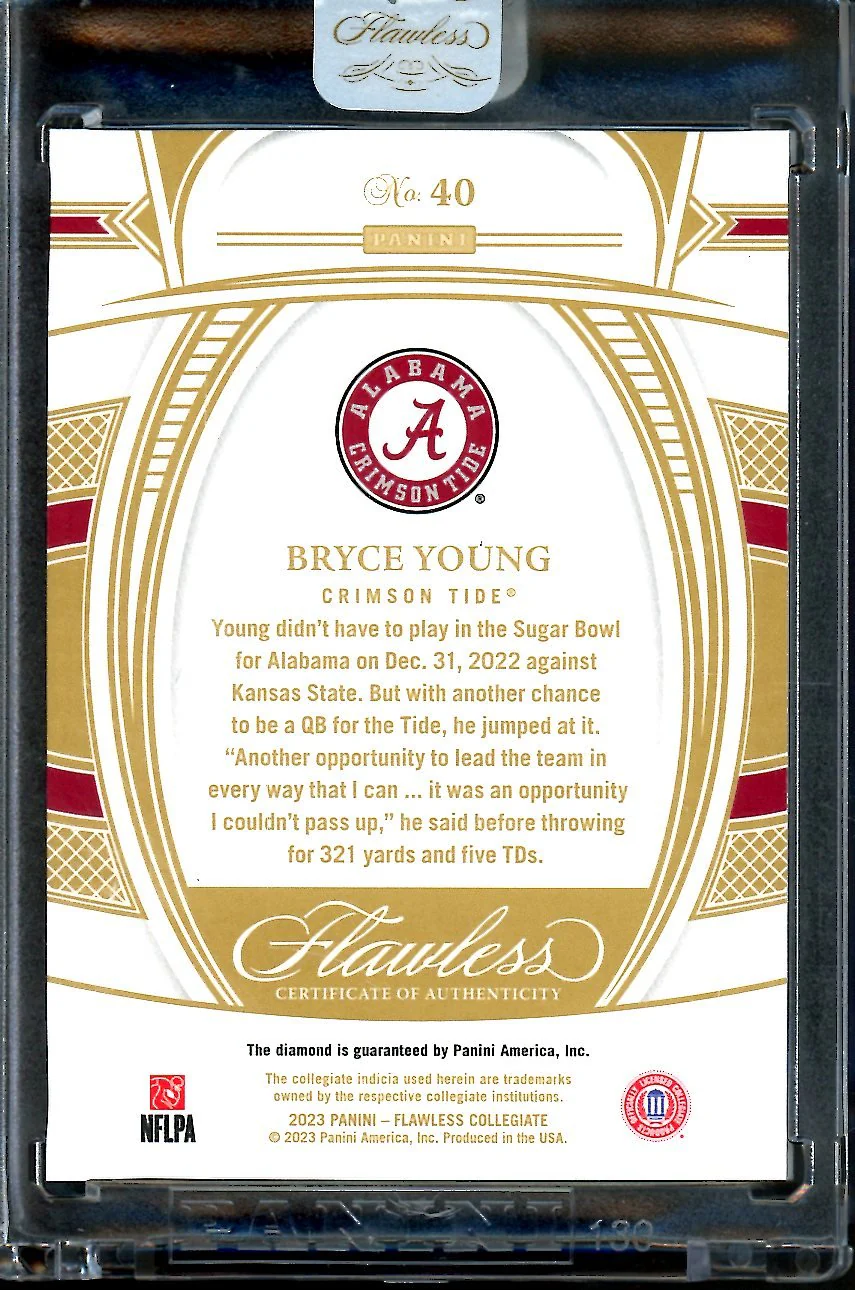 2023 Panini Flawless Collegiate Bryce Young Rookie Diamond /25 Alabama - Image 2